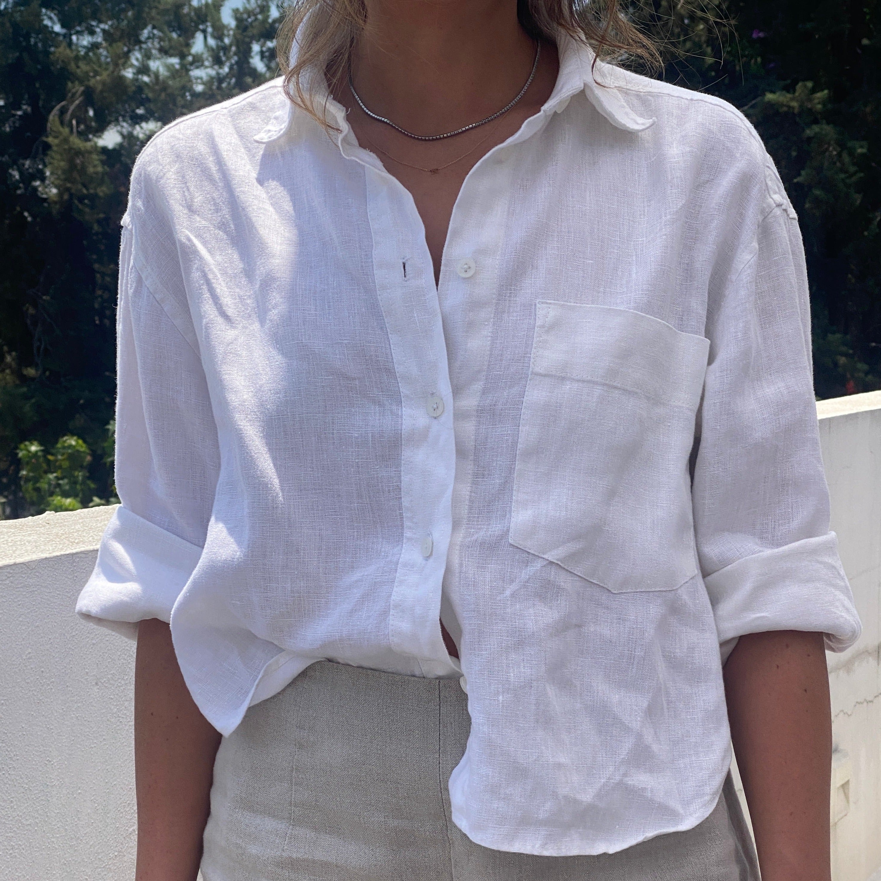 camisa corta de lino
