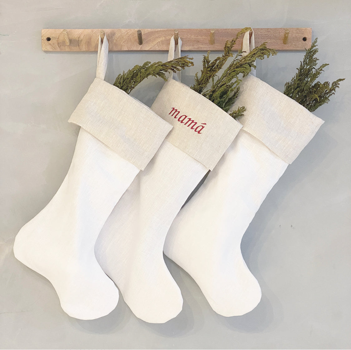 bota navideña lino arena - Barioles Casa