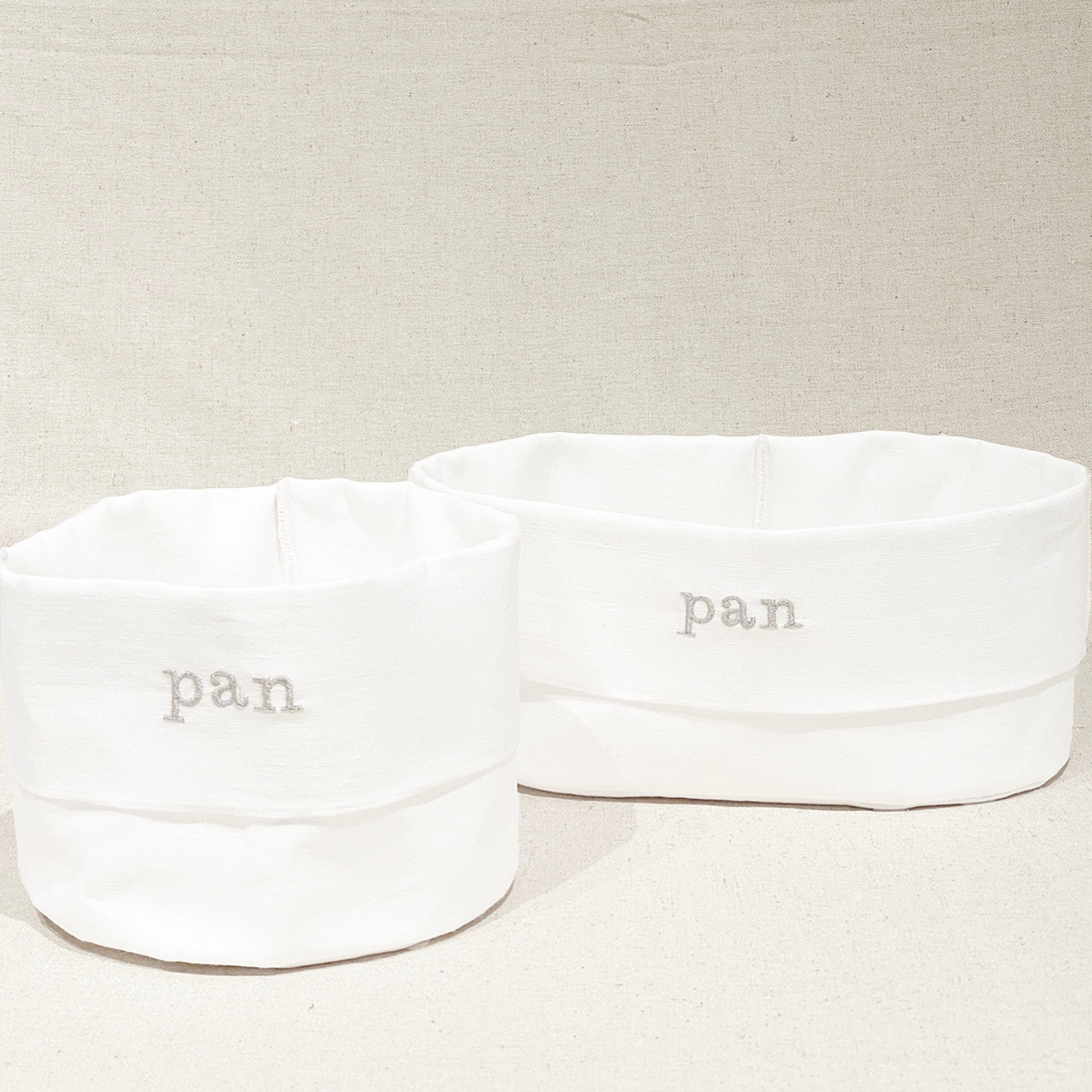 kit panera chica y panera grande de lino bordado