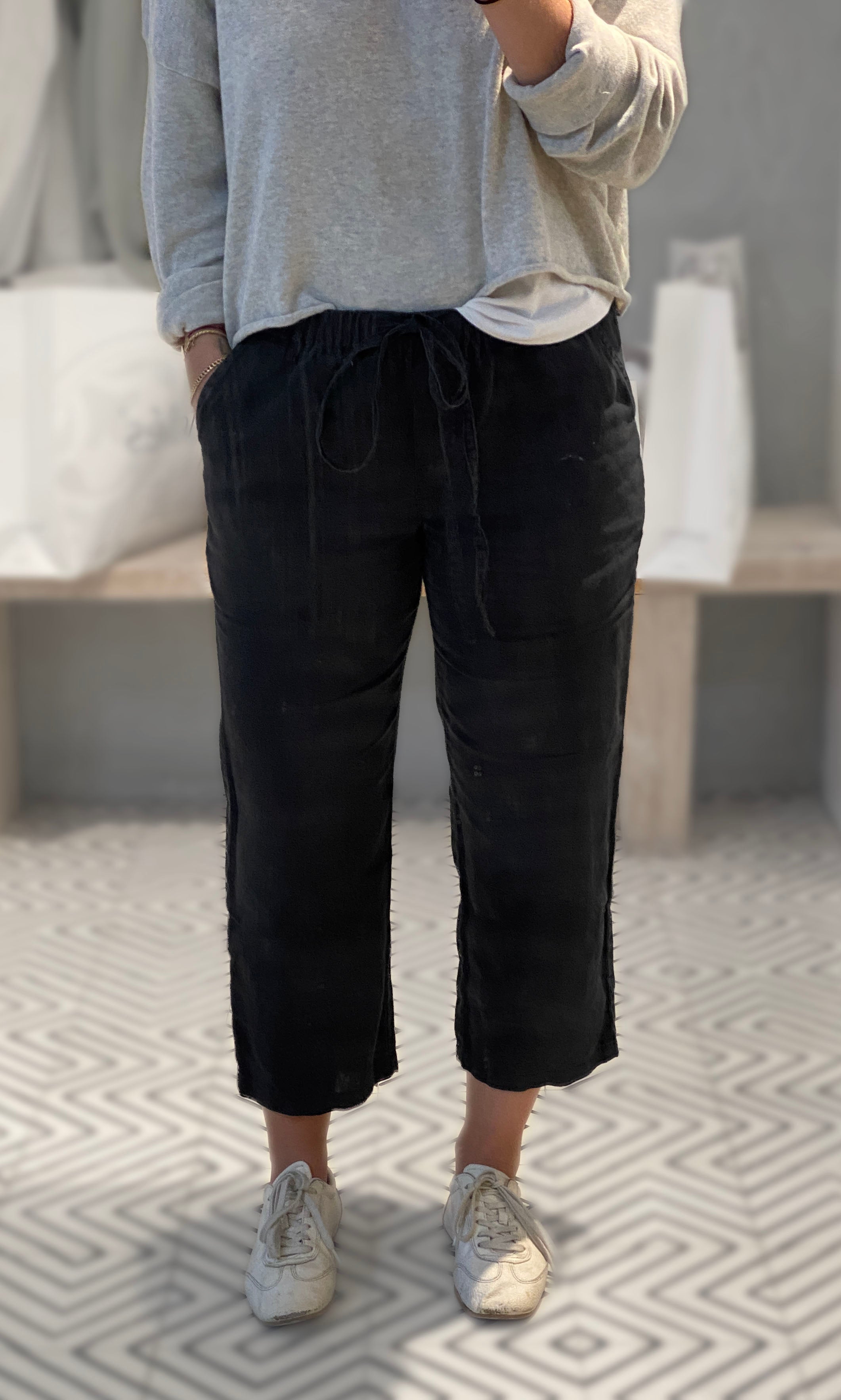 pantalón con jareta de lino