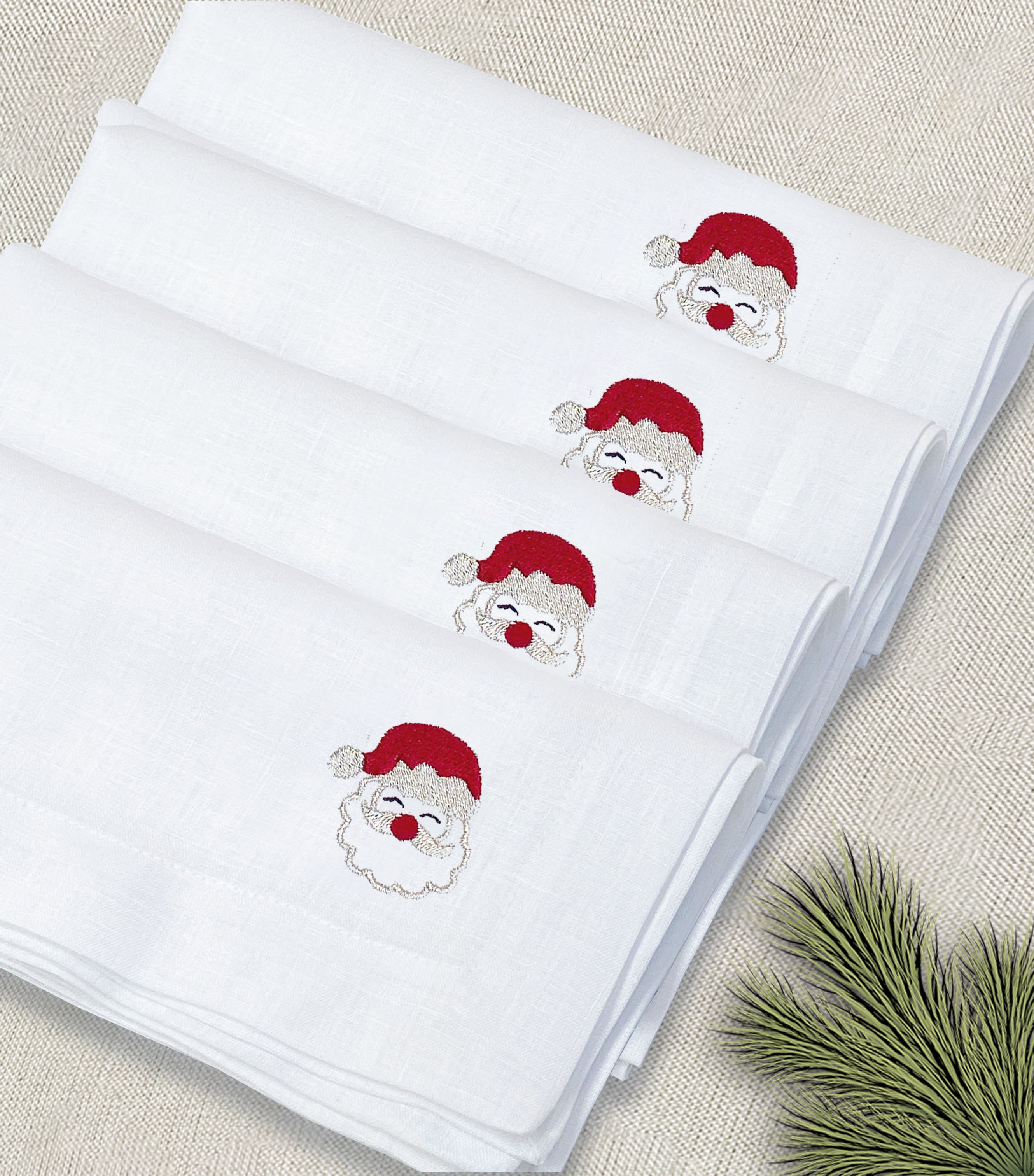 servilleta de lino bordado santa - Barioles Casa