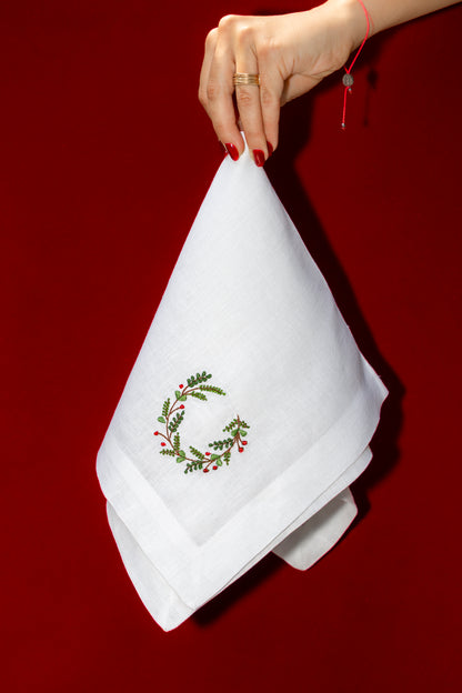 servilleta de lino bordado corona