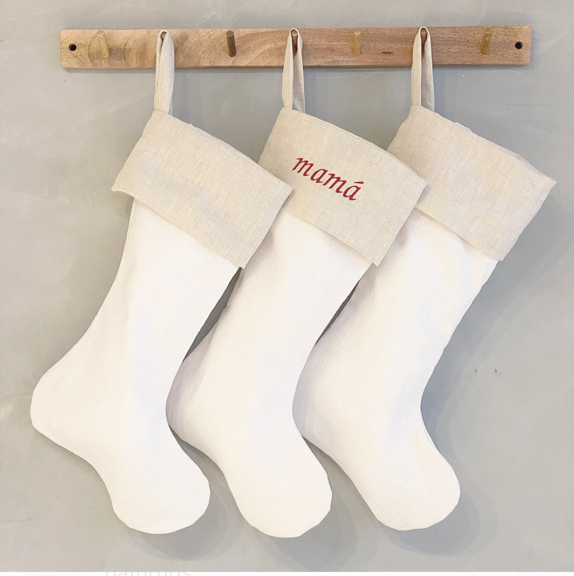 bota navideña lino arena - Barioles Casa