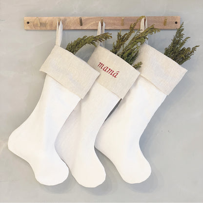 bota navideña lino arena - Barioles Casa