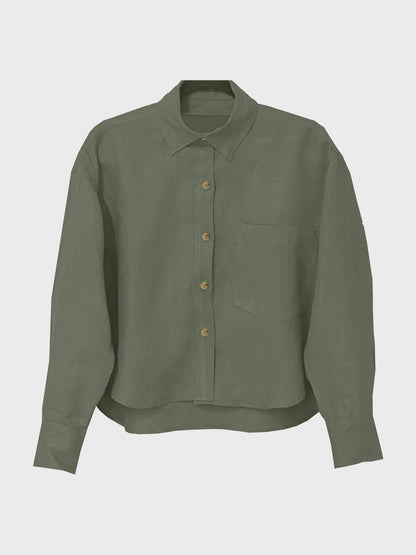 camisa corta de lino