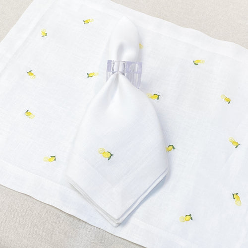 individual con servilleta de lino bordado tiny lemons - Barioles Casa