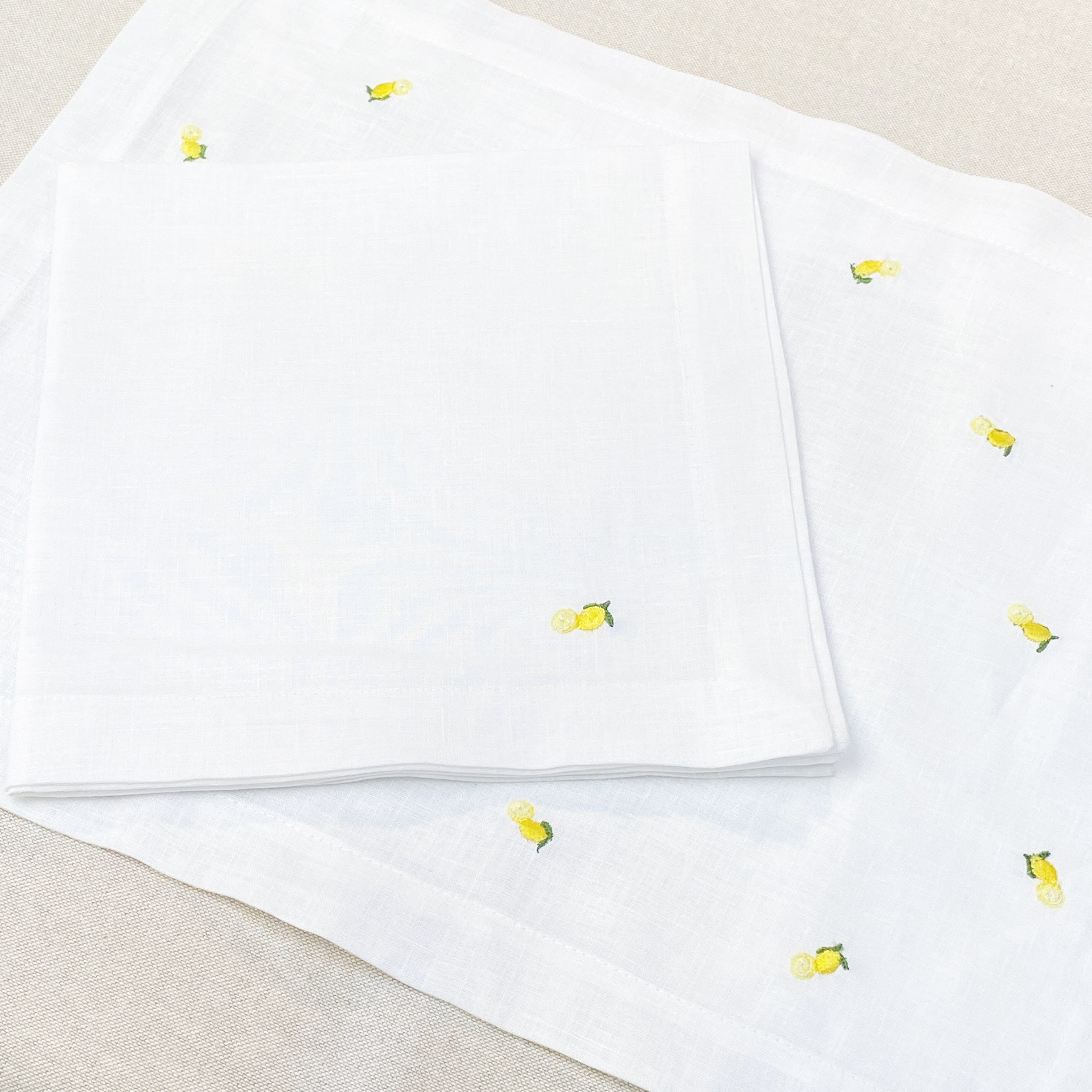 individual con servilleta de lino bordado tiny lemons - Barioles Casa