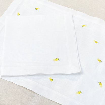individual con servilleta de lino bordado tiny lemons - Barioles Casa