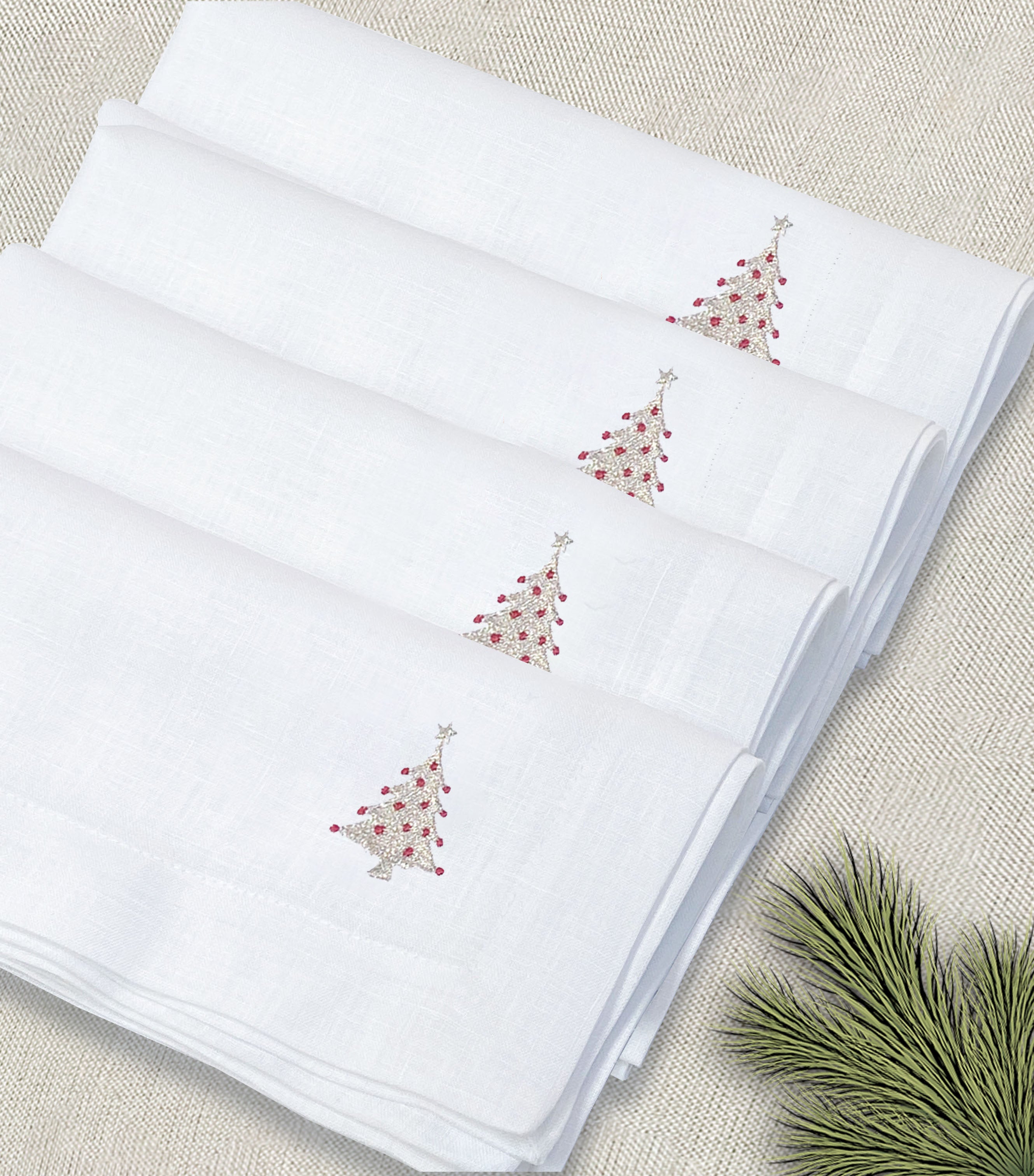 servilleta de lino bordado arbolito - Barioles Casa