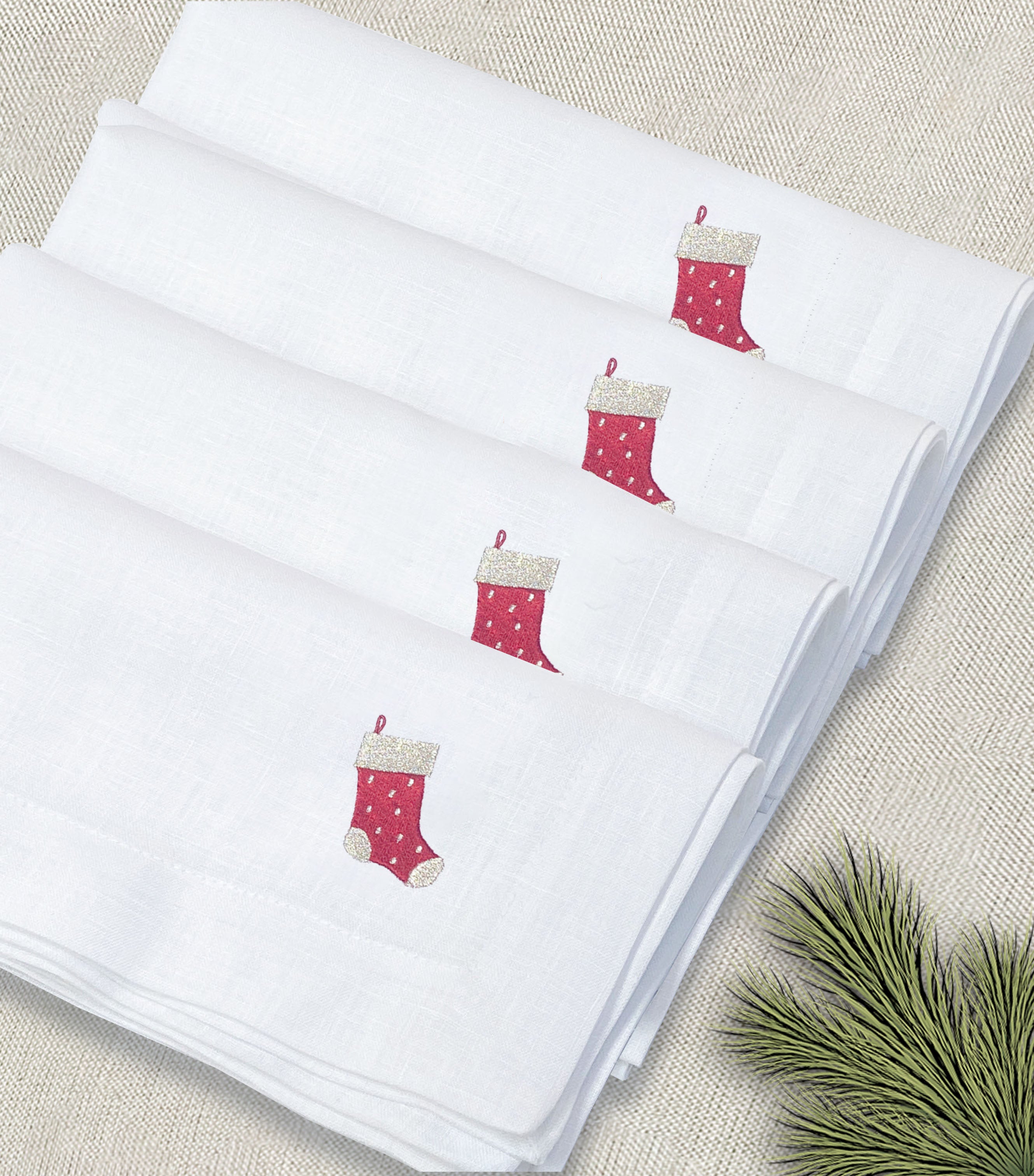 servilleta de lino bordado bota - Barioles Casa