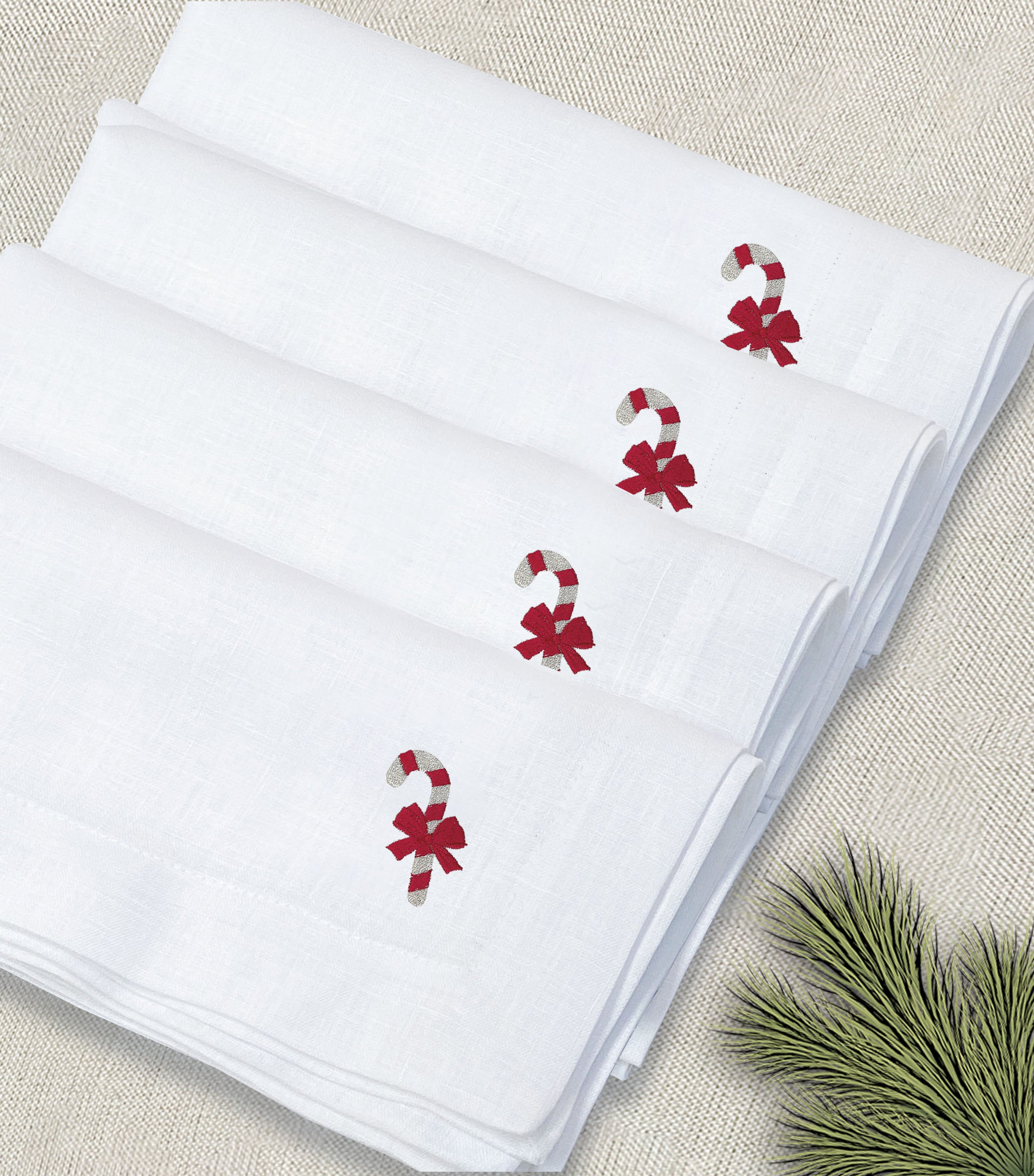 servilleta de lino bordado candycane - Barioles Casa