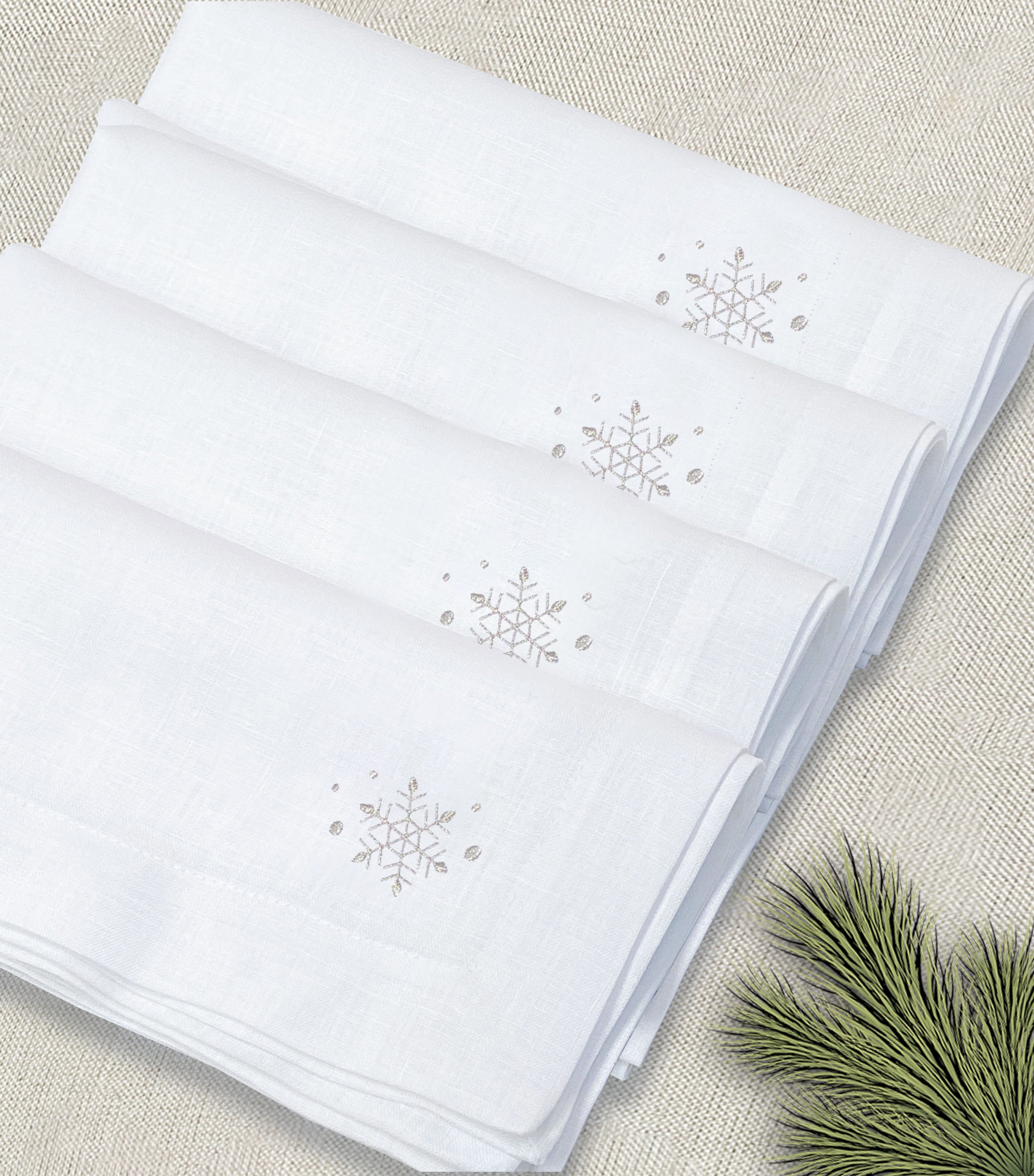 servilleta de lino bordado copo - Barioles Casa