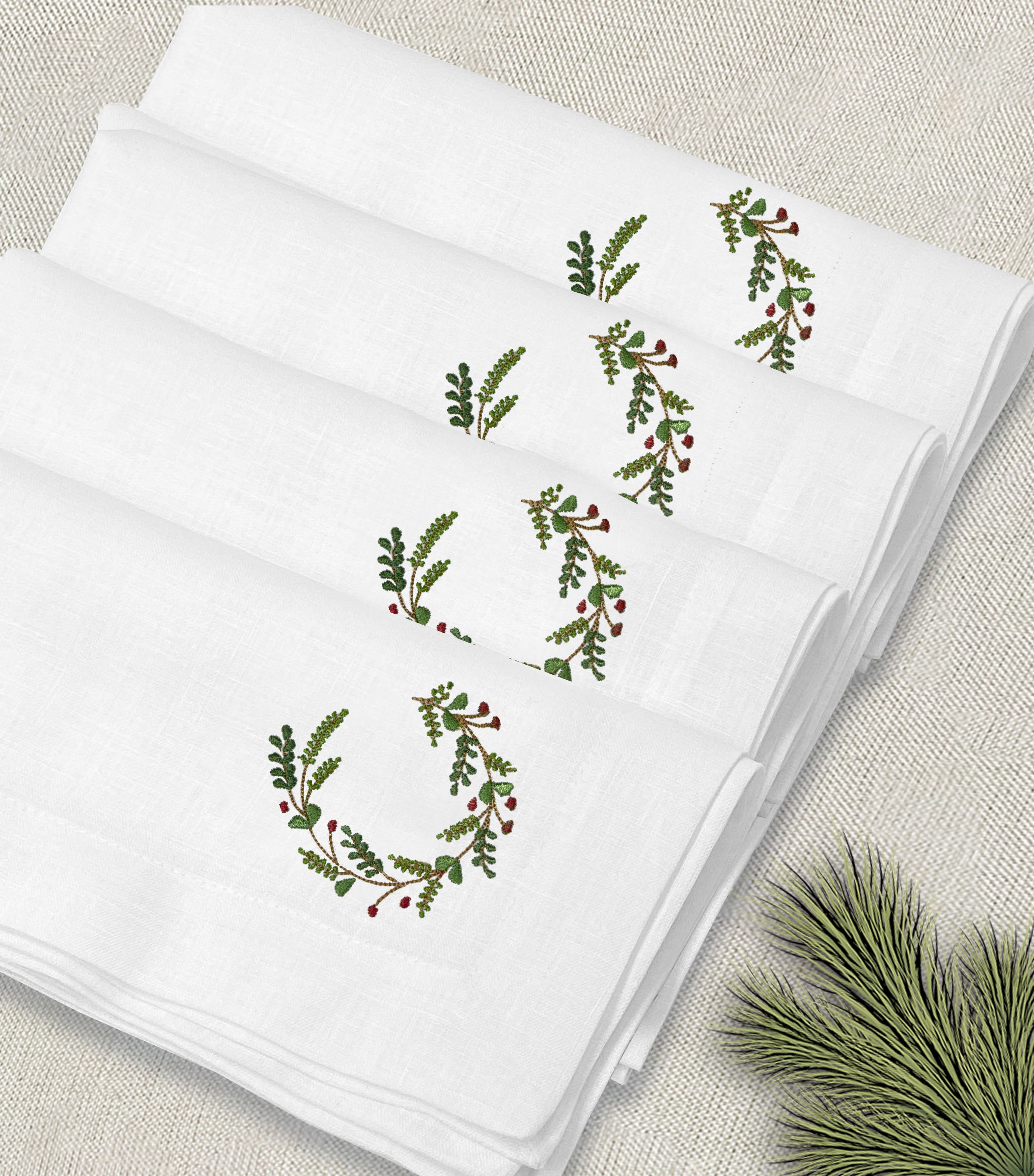 servilleta de lino bordado corona