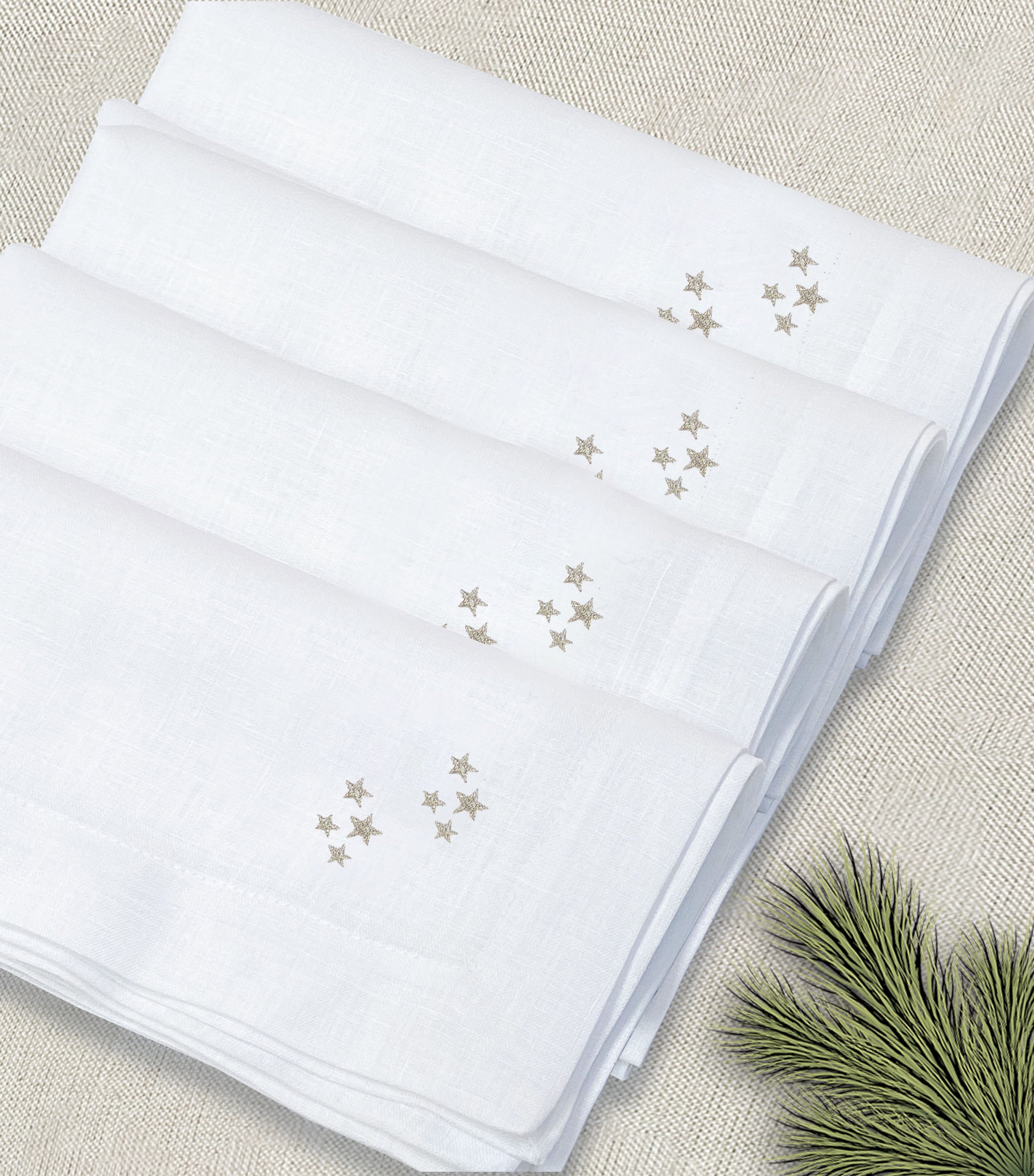 servilleta de lino bordado estrellitas - Barioles Casa