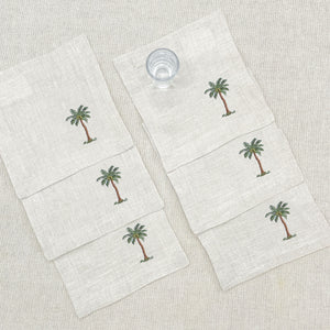 coctelera palmeras · lino arena · set de 6 - Barioles Casa