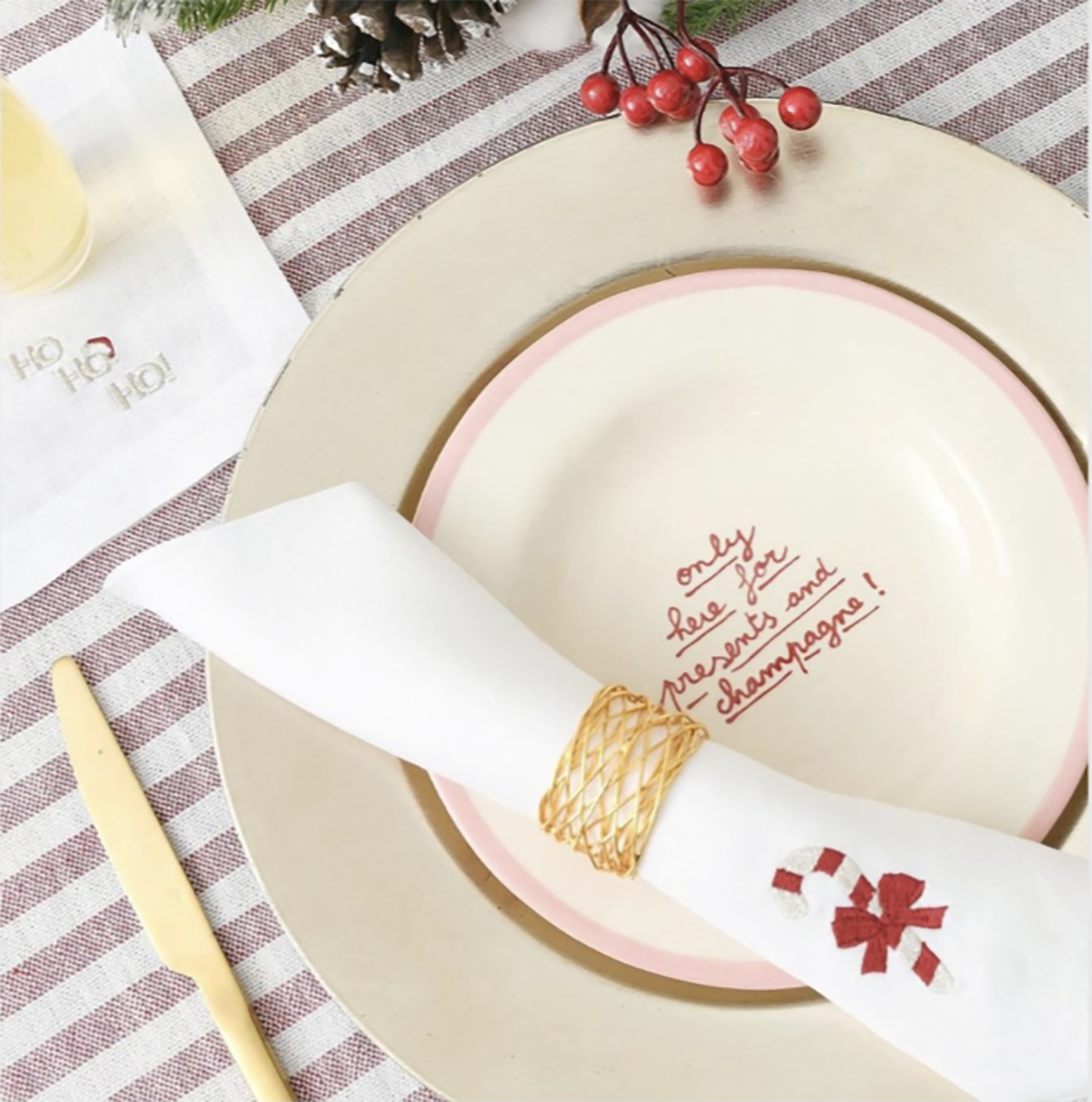 servilleta de lino bordado mixto navidad - Barioles Casa