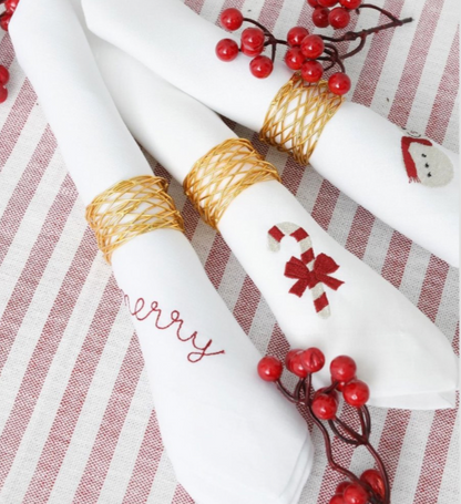 individual con servilleta de lino bordado mixto navidad - Barioles Casa